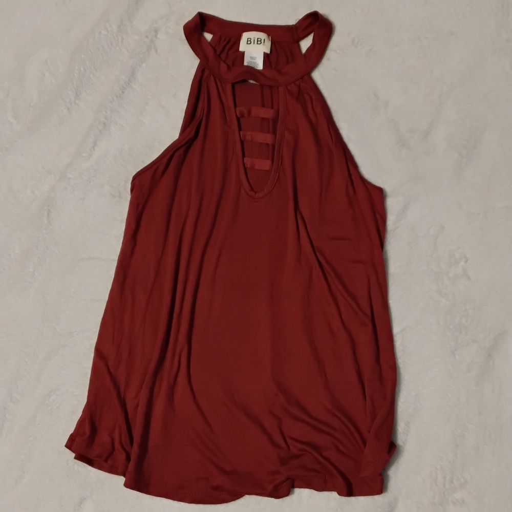 BiBi Women's Burgundy Halter Blouse NWOT